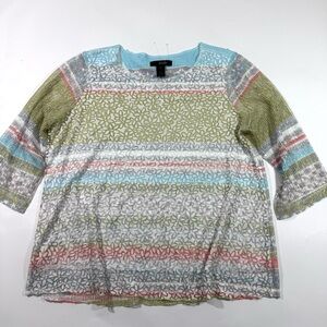 Ali Miles Art To Wear Burnout Floral Shirt Short Sleeve